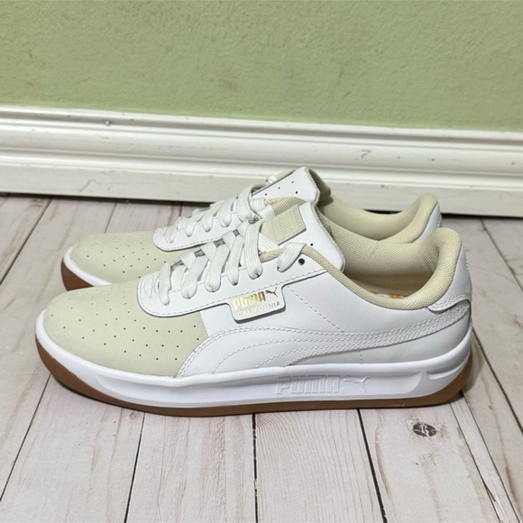 Puma California Exotic Leather Whisper‎ White/Puma White/Gold Sneaker Sz 8.5 Wmn - Picture 5 of 10